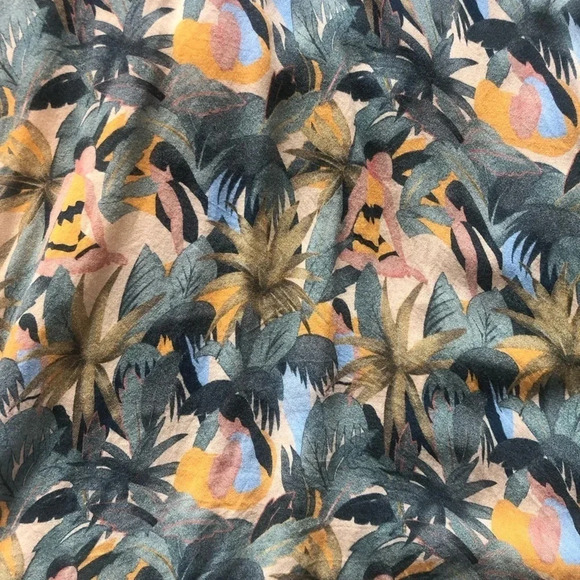 Galeries Lafayette tropical  print drop sleeve blouse size small - Picture 8 of 10